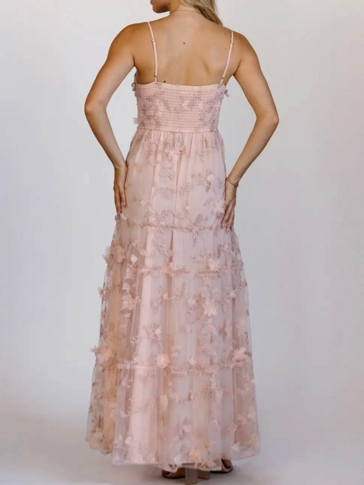 Blush Floral Embroidered Maxi