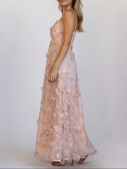 Blush Floral Embroidered Maxi