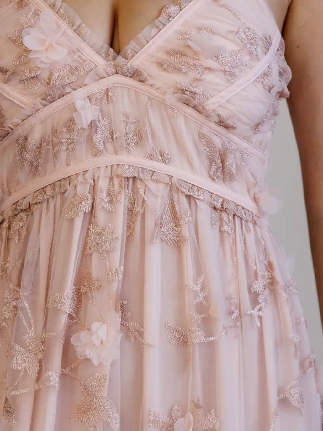 Blush Floral Embroidered Maxi