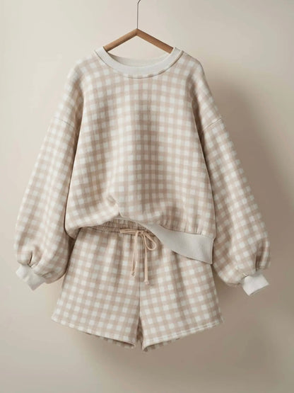 Khaki Gingham Lounge Set