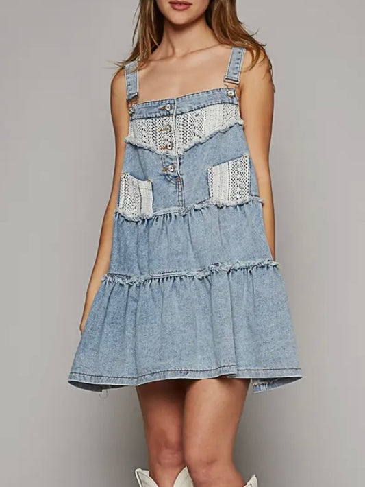 Denim Overall Lace Mini