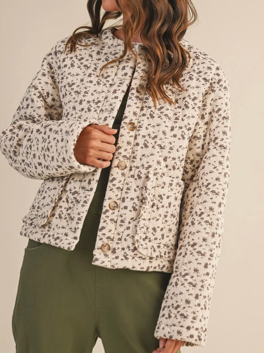 Cream Floral Padded Jacket