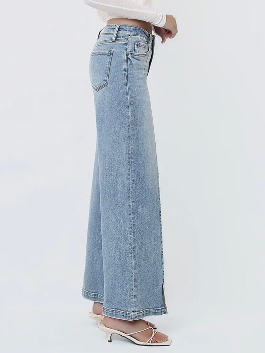 Mid Rise Seam Wide Jeans
