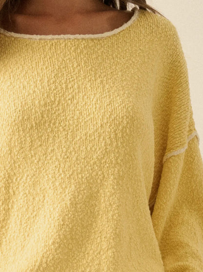 Yellow Textured Knit Sweater