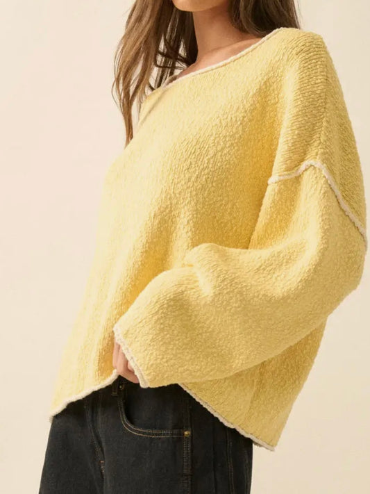 Yellow Textured Knit Sweater