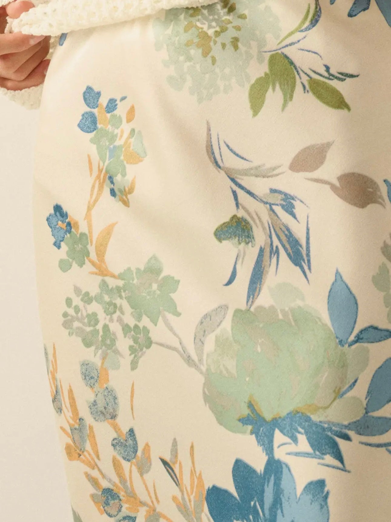 Cream Floral Maxi Skirt