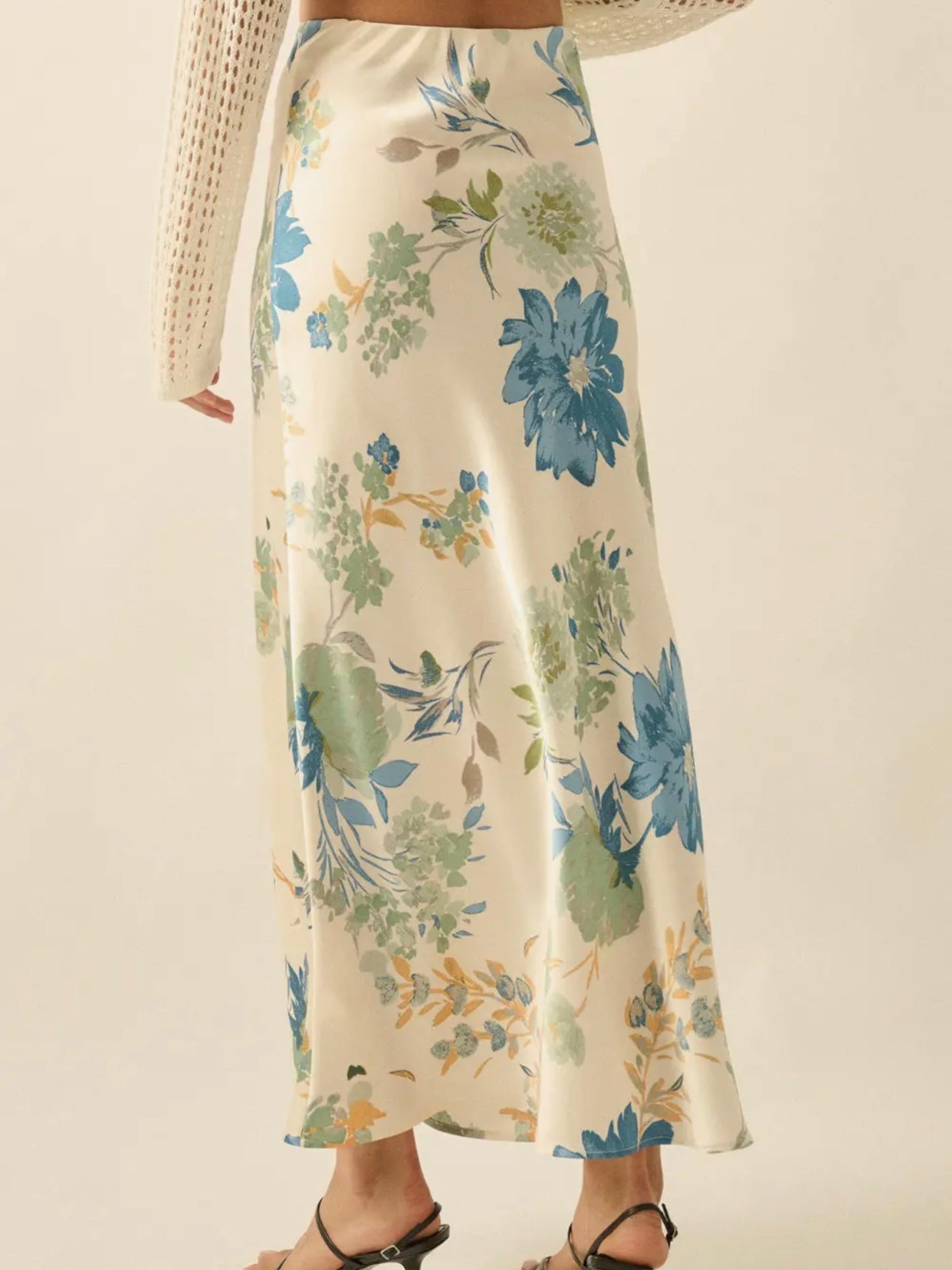Cream Floral Maxi Skirt