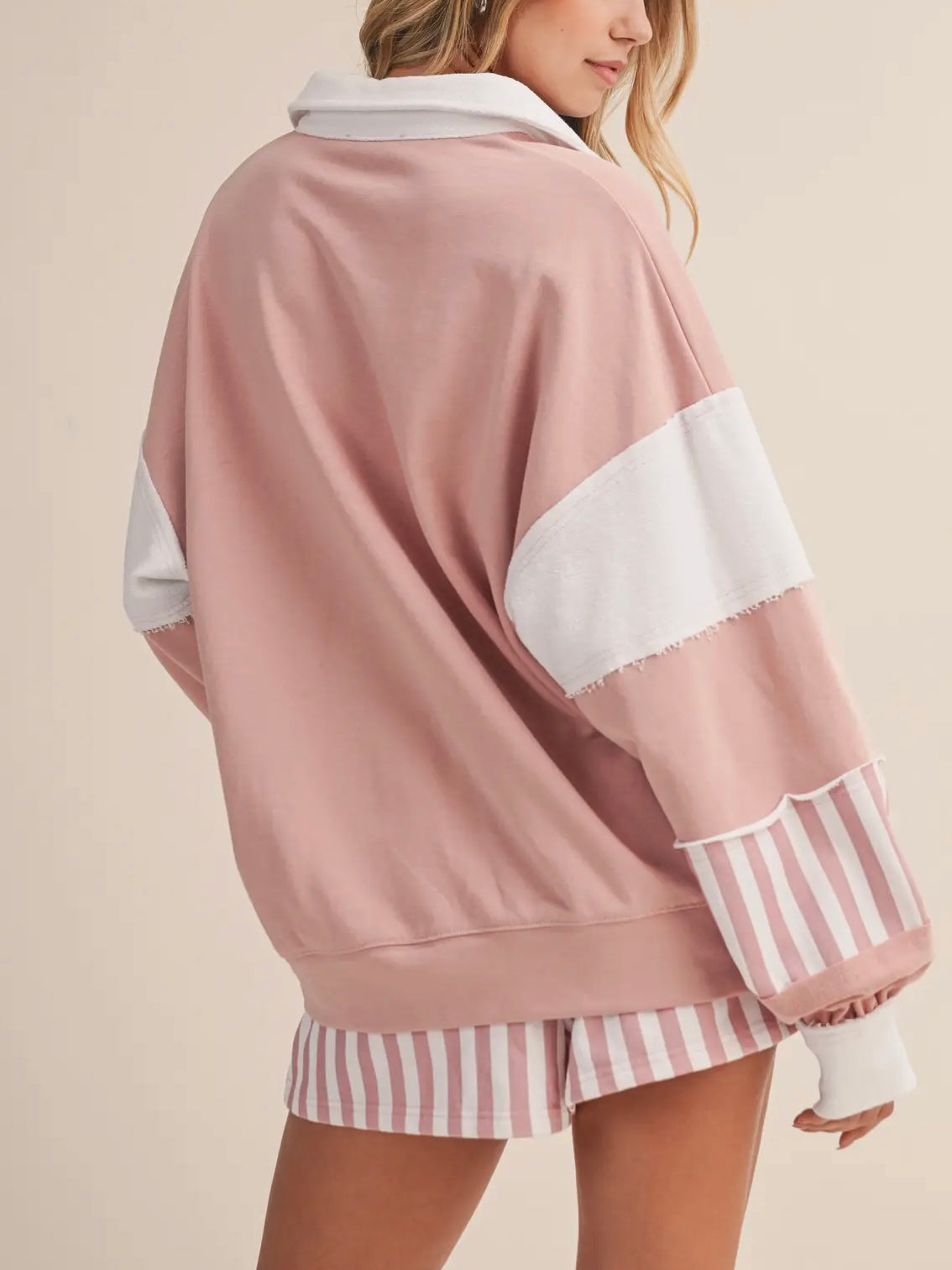 Pink Striped Collared Set