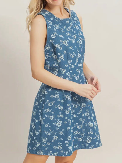 Sleeveless Floral A-Line Dress