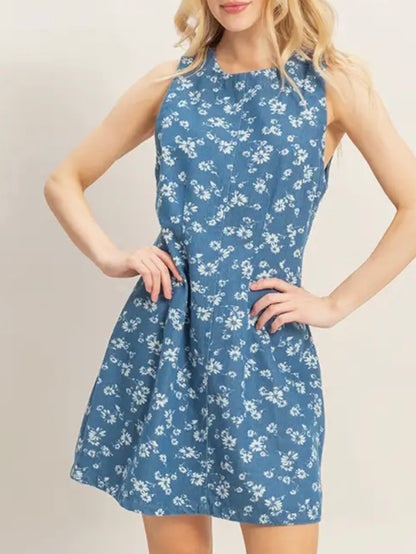 Sleeveless Floral A-Line Dress