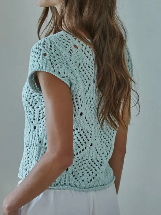 Mint Knit Sweater V-Neck Top