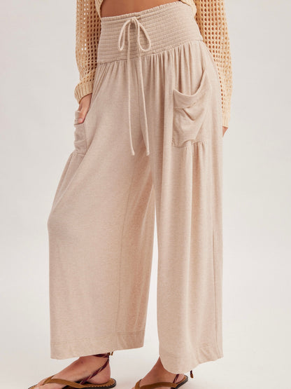 Taupe Smocked Waist Knit Pants
