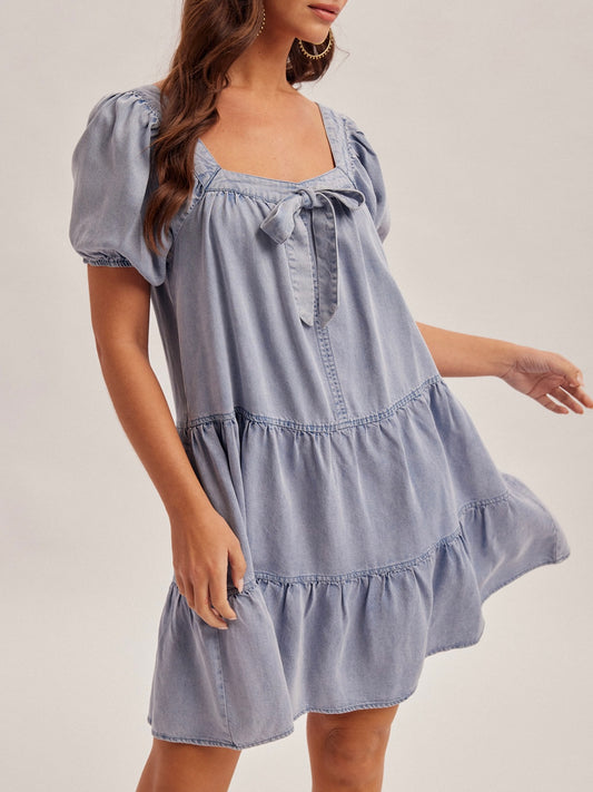 Denim Baby Doll Mini Dress