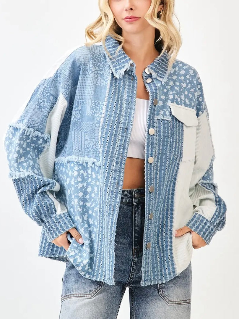 Denim Patchwork Oversized Shacket