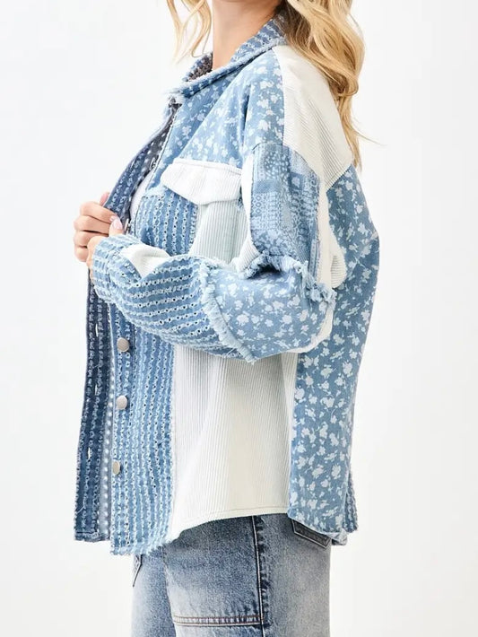 Denim Patchwork Oversized Shacket