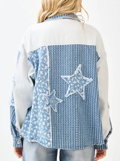 Denim Patchwork Oversized Shacket