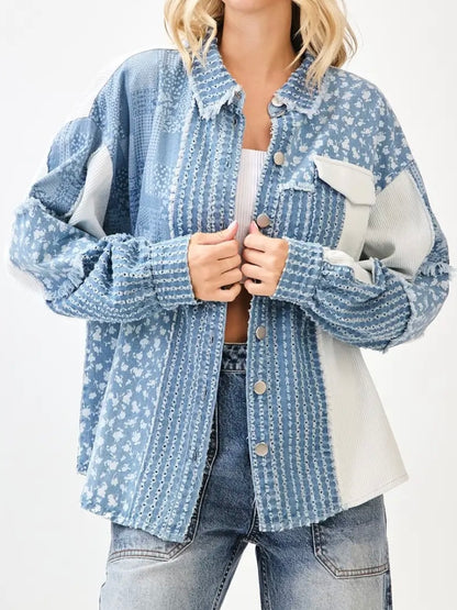Denim Patchwork Oversized Shacket