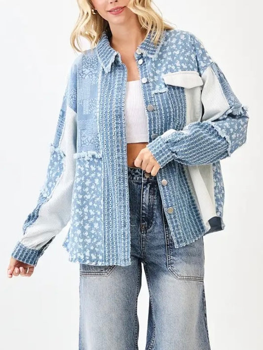 Denim Patchwork Oversized Shacket