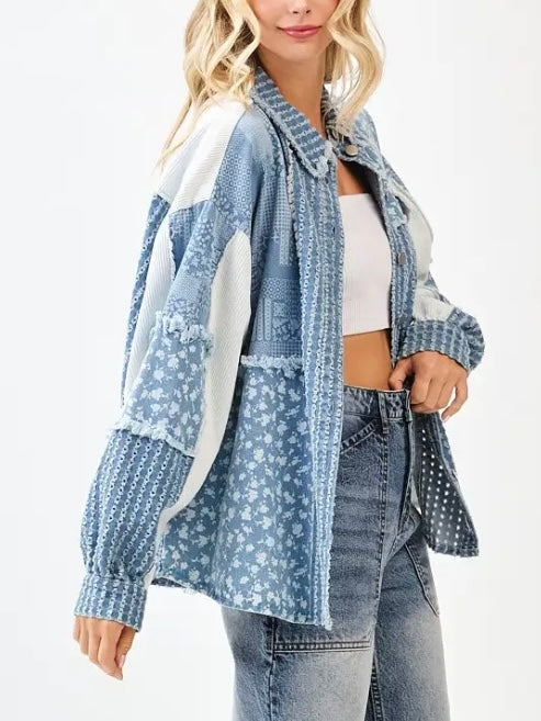 Denim Patchwork Oversized Shacket