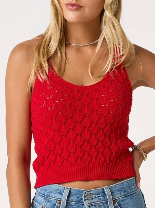 Red Knit Cropped Tank