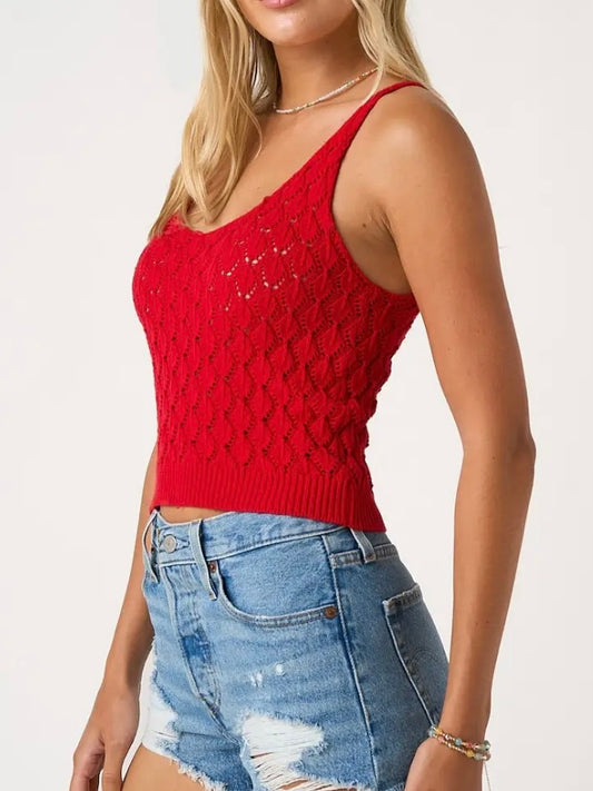 Red Knit Cropped Tank