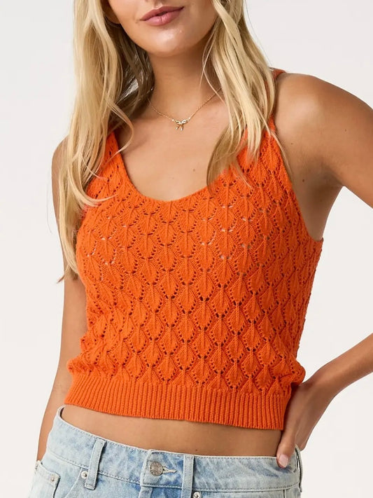 Orange Knit Cropped Tank