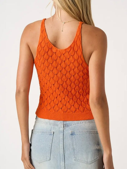 Orange Knit Cropped Tank