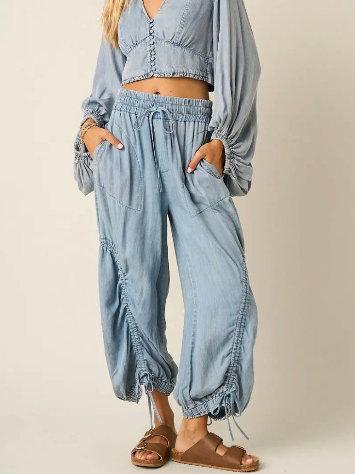 Chambray Balloon Pants