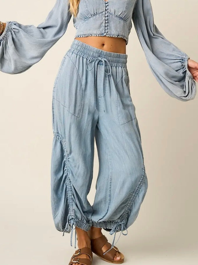 Chambray Balloon Pants
