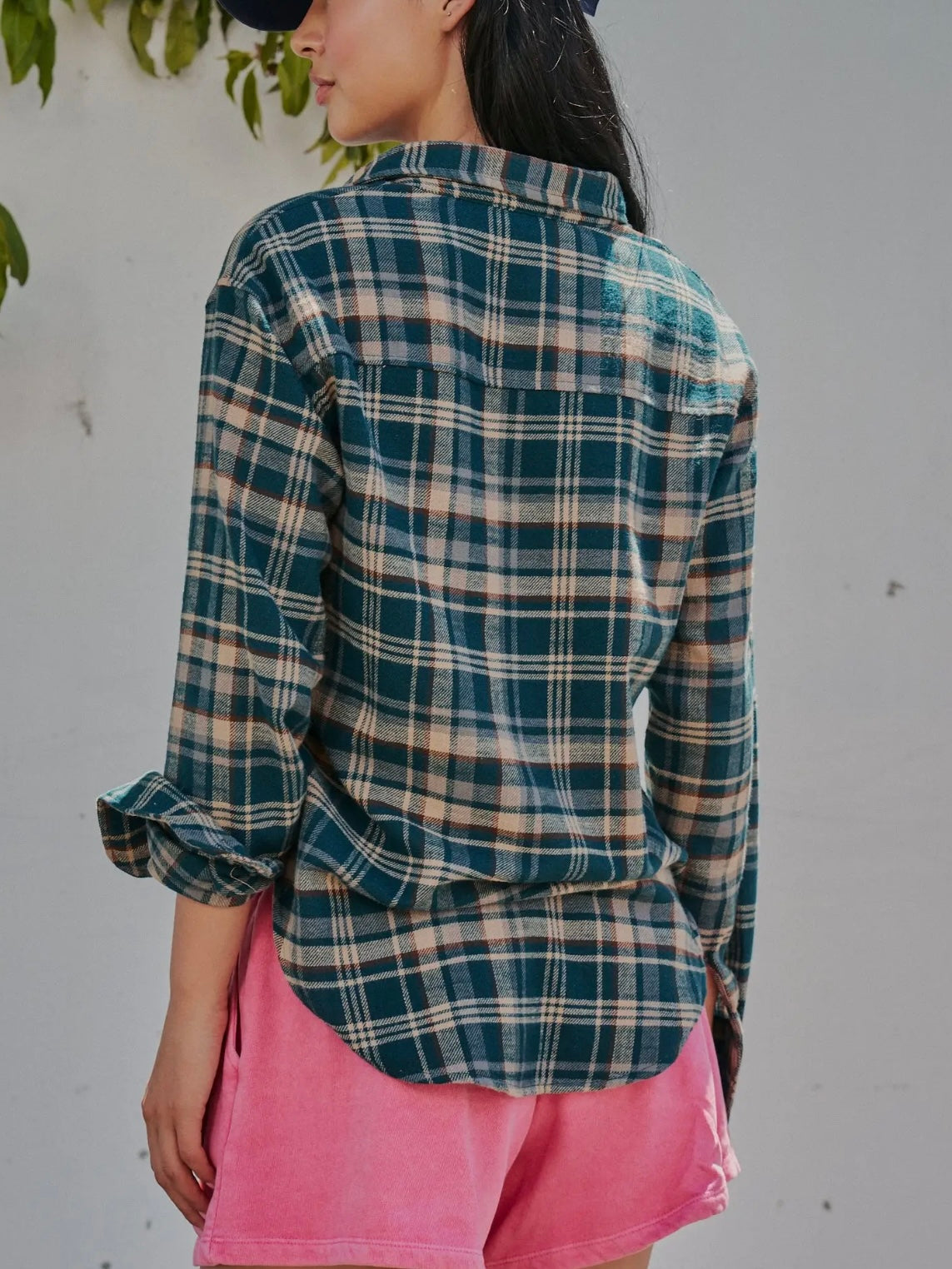 Teal Plaid Button Up Flannel