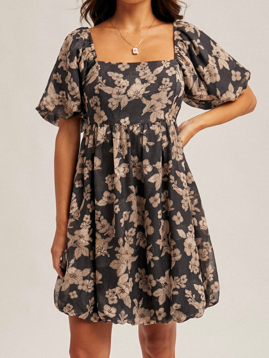 Jacquard Floral Bubble Dress