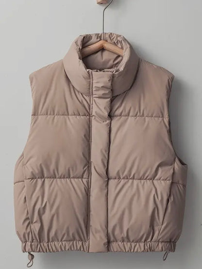 Taupe Adjustable Puffer Vest
