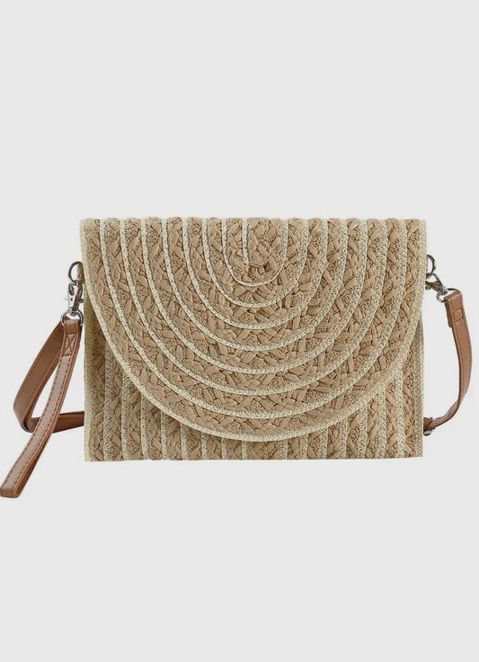 Striped Straw Crossbody/Clutch