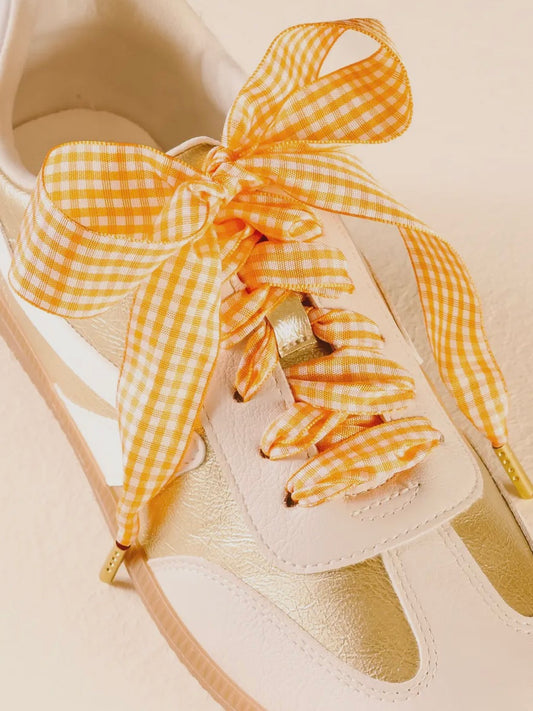 Orange Gingham Shoelaces