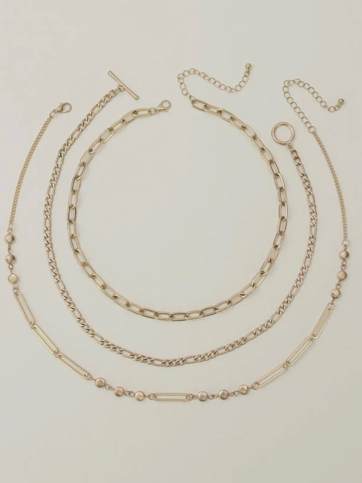 Oval Link Layered Necklace Set
