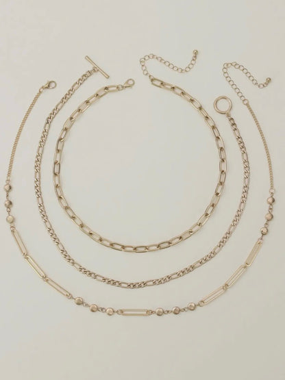 Oval Link Layered Necklace Set