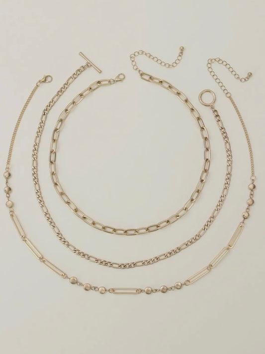 Oval Link Layered Necklace Set