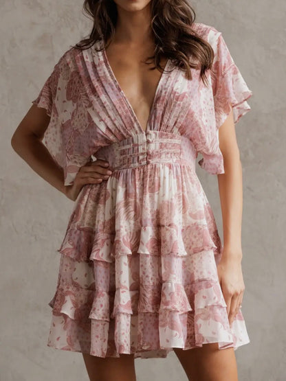 Rosewater Ruffle Mini Dress