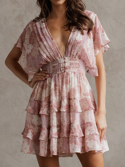 Rosewater Ruffle Mini Dress
