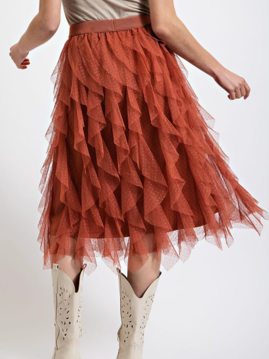 Layered Tulle Midi Skirt