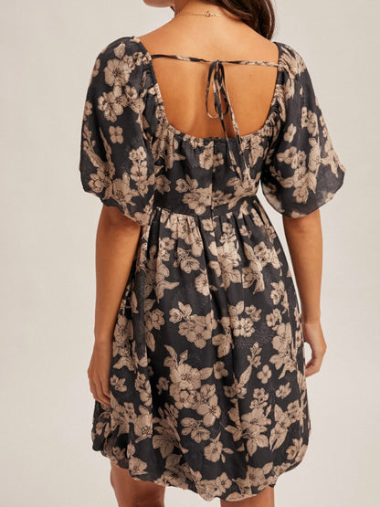 Jacquard Floral Bubble Dress