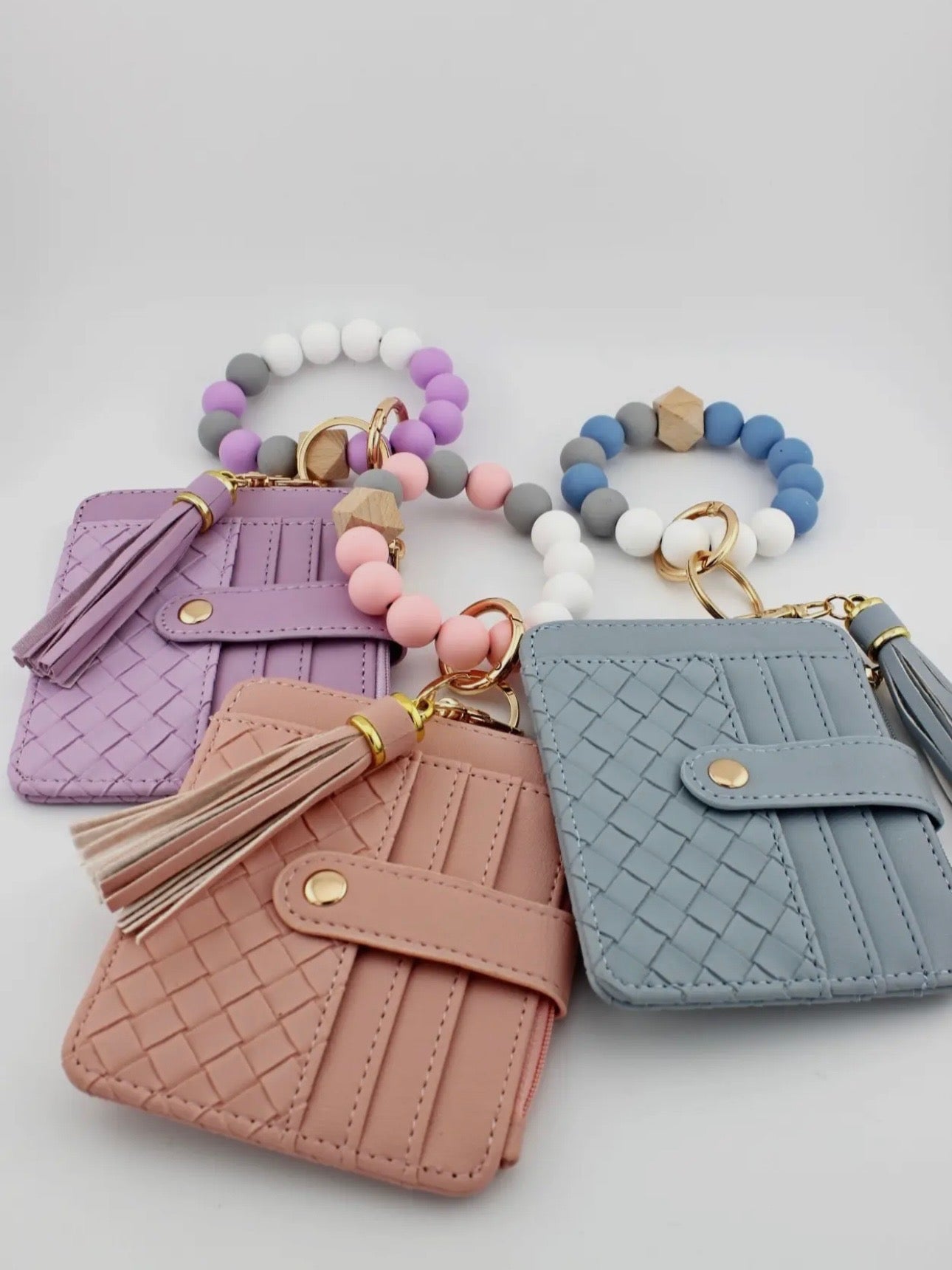 Quilted Beaded Keychain Wallet